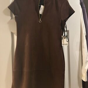 Kensie Brown Mini Dress with Gold Accent